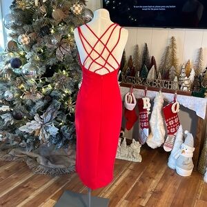 Astr Red Strappy Midi Dress